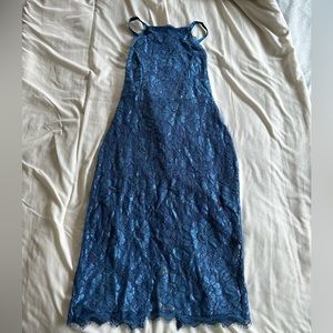 Lace floral dress with open back and tie detail